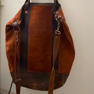 Suede bag with cross body strap
